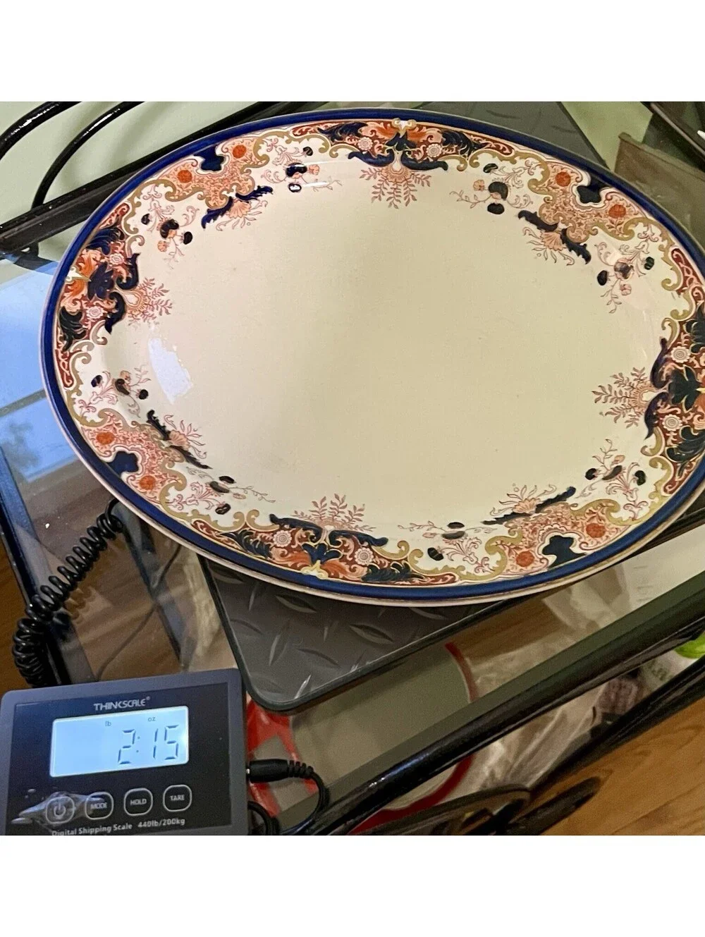Booths Antique 1890s Serving Platter Lucania Imari Style Semi-Porcelain 15x11.5”